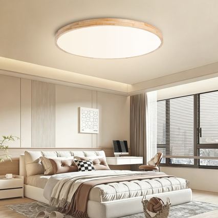 Brilagi - LED Stmívatelné stropní svítidlo WOODLINE LED/128W/230V 3000-6000K dub pr. 100 cm + dálkové ovládání