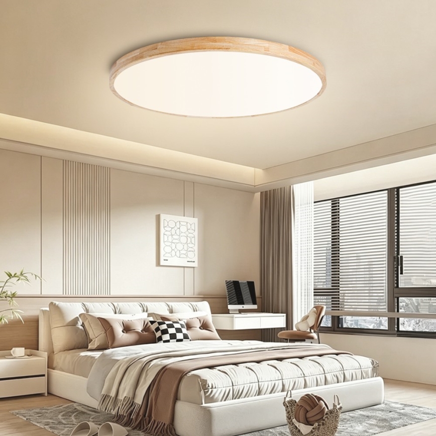 Brilagi - LED Stmívatelné stropní svítidlo WOODLINE LED/128W/230V 3000-6000K dub pr. 100 cm + dálkové ovládání