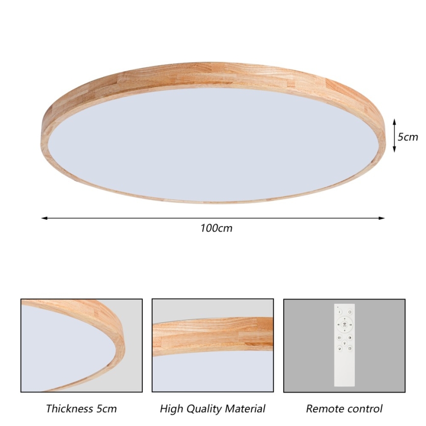 Brilagi - LED Stmívatelné stropní svítidlo WOODLINE LED/128W/230V 3000-6000K dub pr. 100 cm + dálkové ovládání