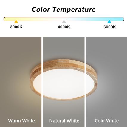 Brilagi - LED Stmívatelné stropní svítidlo WOODLINE LED/48W/230V 3000-6000K dub pr. 40 cm + dálkové ovládání