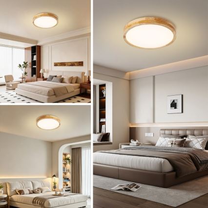 Brilagi - LED Stmívatelné stropní svítidlo WOODLINE LED/48W/230V 3000-6000K dub pr. 40 cm + dálkové ovládání