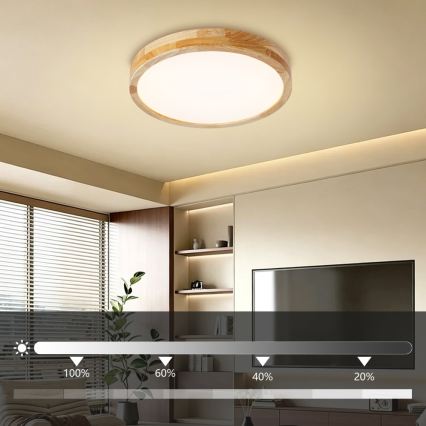 Brilagi - LED Stmívatelné stropní svítidlo WOODLINE LED/48W/230V 3000-6000K dub pr. 40 cm + dálkové ovládání