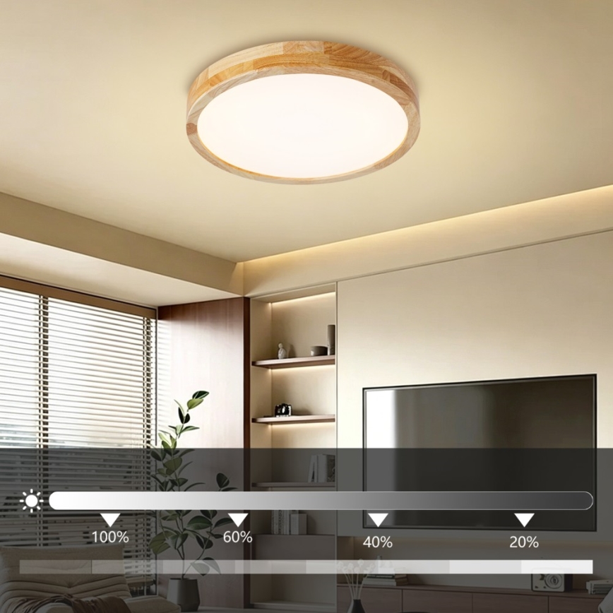 Brilagi - LED Stmívatelné stropní svítidlo WOODLINE LED/48W/230V 3000-6000K dub pr. 40 cm + dálkové ovládání