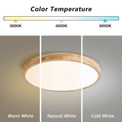 Brilagi - LED Stmívatelné stropní svítidlo WOODLINE LED/72W/230V 3000-6000K dub pr. 60 cm + dálkové ovládání