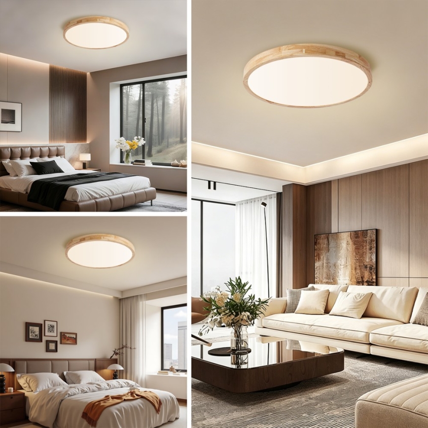 Brilagi - LED Stmívatelné stropní svítidlo WOODLINE LED/72W/230V 3000-6000K dub pr. 60 cm + dálkové ovládání
