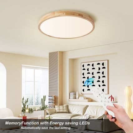 Brilagi - LED Stmívatelné stropní svítidlo WOODLINE LED/72W/230V 3000-6000K dub pr. 60 cm + dálkové ovládání