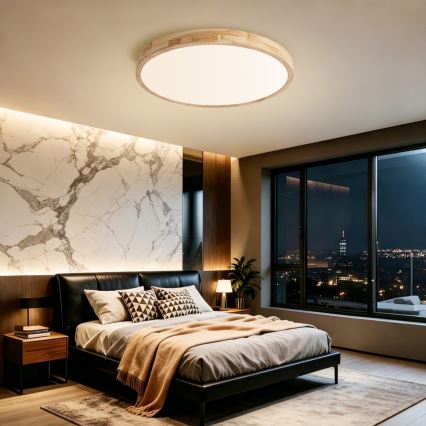 Brilagi - LED Stmívatelné stropní svítidlo WOODLINE LED/72W/230V 3000-6000K dub pr. 60 cm + dálkové ovládání
