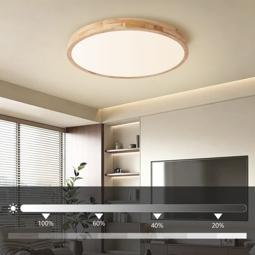 Brilagi - LED Stmívatelné stropní svítidlo WOODLINE LED/72W/230V 3000-6000K dub pr. 60 cm + dálkové ovládání