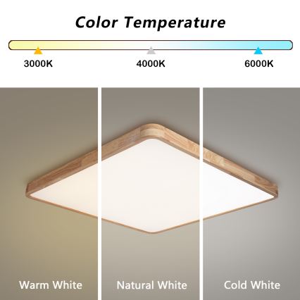 Brilagi - LED Stmívatelné stropní svítidlo WOODLINE SQUARE LED/100W/230V 3000-6000K dub 80x80 cm + dálkové ovládání
