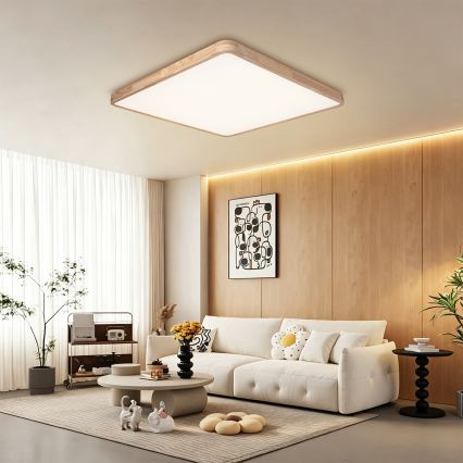 Brilagi - LED Stmívatelné stropní svítidlo WOODLINE SQUARE LED/180W/230V 3000-6000K dub 100x100 cm + dálkové ovládání