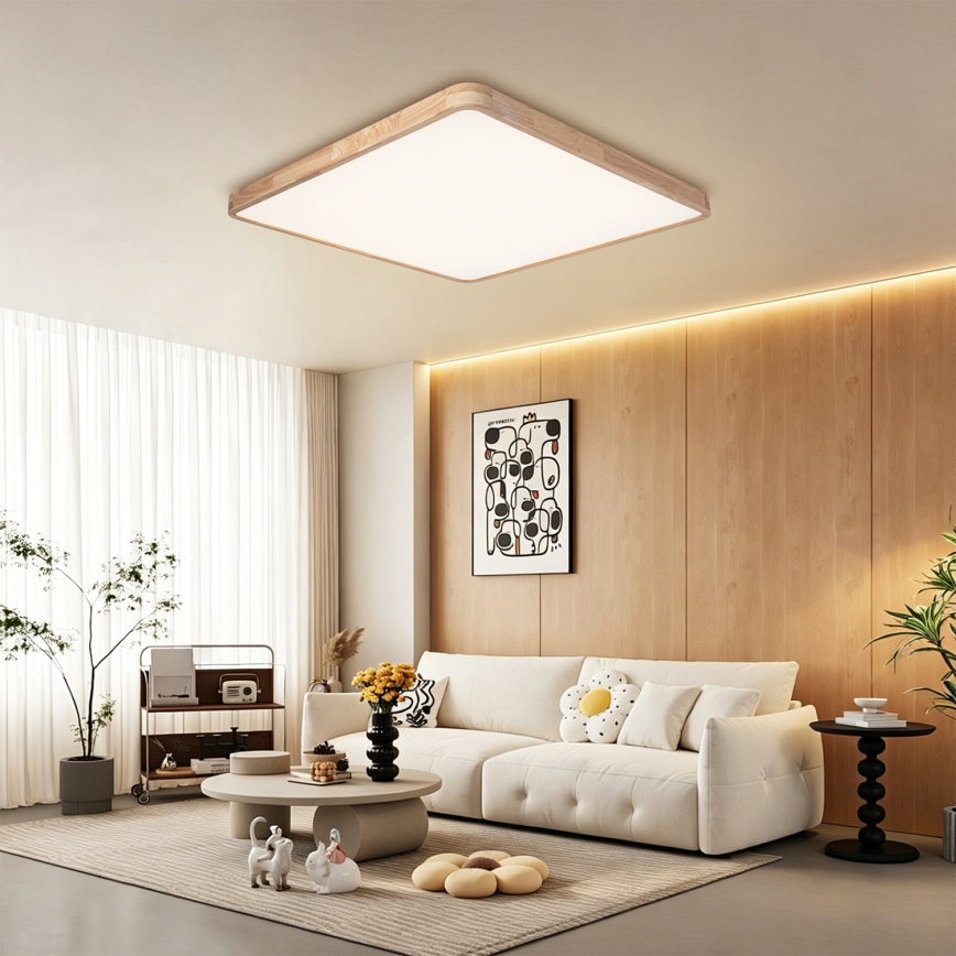 Brilagi - LED Stmívatelné stropní svítidlo WOODLINE SQUARE LED/180W/230V 3000-6000K dub 100x100 cm + dálkové ovládání