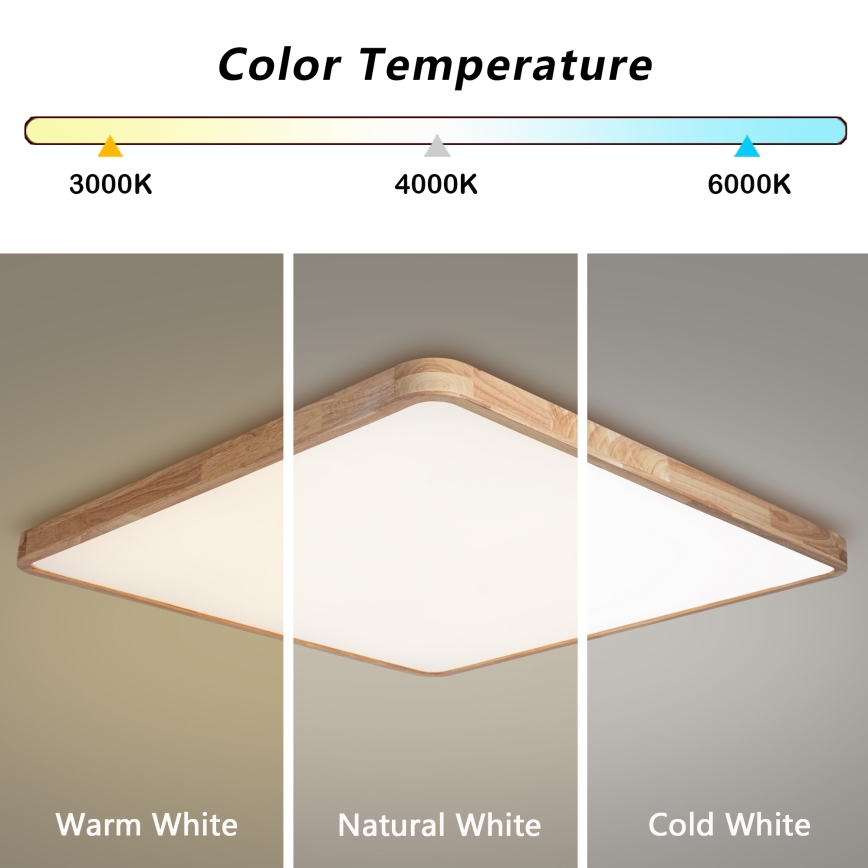 Brilagi - LED Stmívatelné stropní svítidlo WOODLINE SQUARE LED/180W/230V 3000-6000K dub 100x100 cm + dálkové ovládání