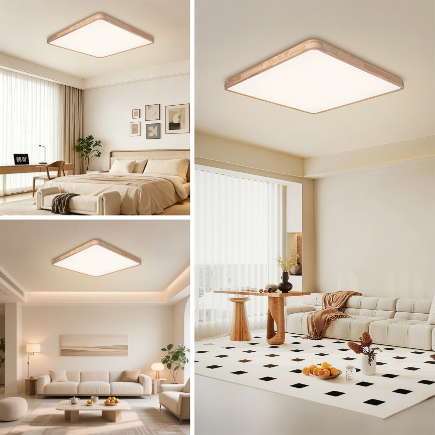 Brilagi - LED Stmívatelné stropní svítidlo WOODLINE SQUARE LED/180W/230V 3000-6000K dub 100x100 cm + dálkové ovládání