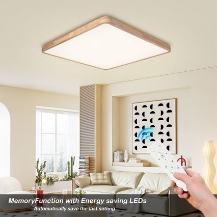 Brilagi - LED Stmívatelné stropní svítidlo WOODLINE SQUARE LED/180W/230V 3000-6000K dub 100x100 cm + dálkové ovládání