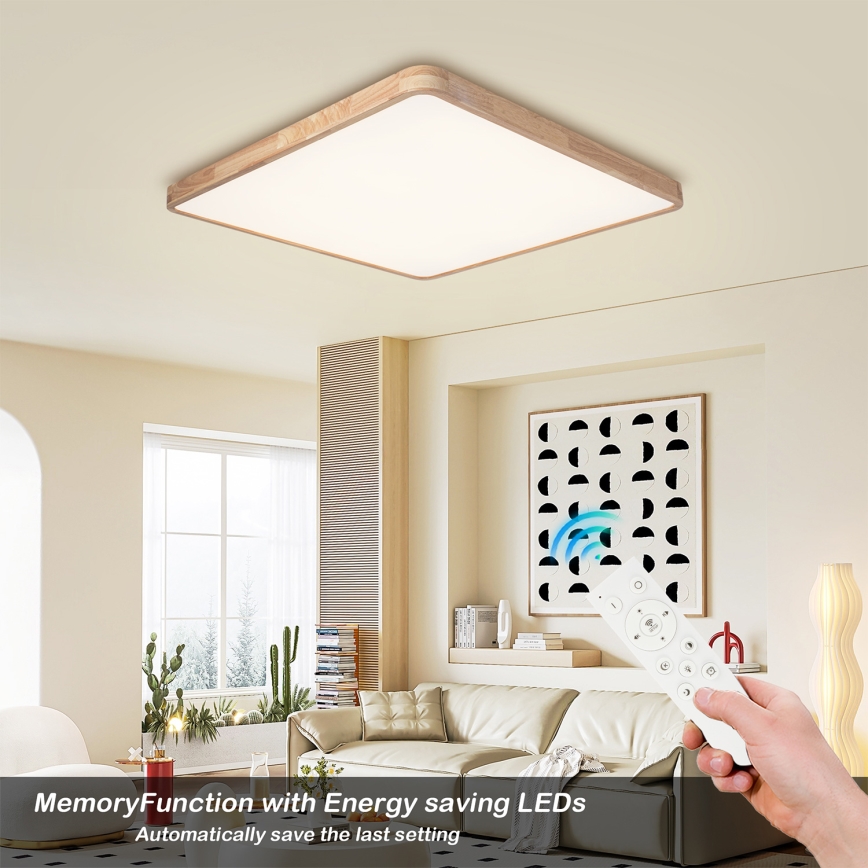 Brilagi - LED Stmívatelné stropní svítidlo WOODLINE SQUARE LED/180W/230V 3000-6000K dub 100x100 cm + dálkové ovládání