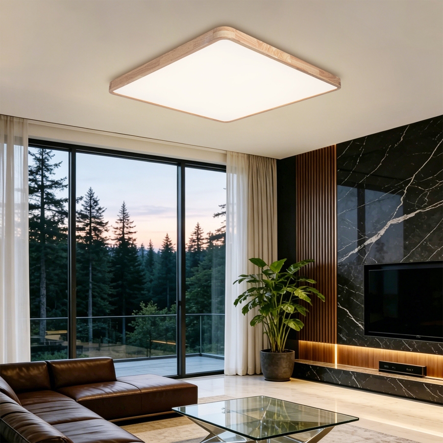 Brilagi - LED Stmívatelné stropní svítidlo WOODLINE SQUARE LED/180W/230V 3000-6000K dub 100x100 cm + dálkové ovládání