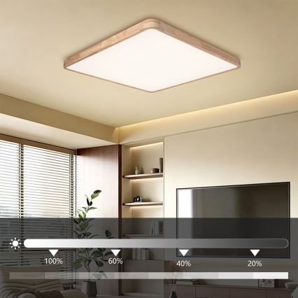 Brilagi - LED Stmívatelné stropní svítidlo WOODLINE SQUARE LED/180W/230V 3000-6000K dub 100x100 cm + dálkové ovládání