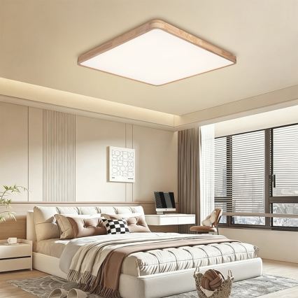 Brilagi - LED Stmívatelné stropní svítidlo WOODLINE SQUARE LED/180W/230V 3000-6000K dub 100x100 cm + dálkové ovládání