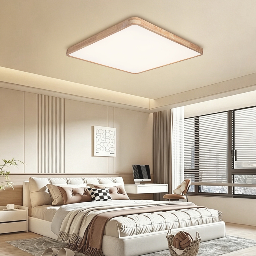 Brilagi - LED Stmívatelné stropní svítidlo WOODLINE SQUARE LED/180W/230V 3000-6000K dub 100x100 cm + dálkové ovládání