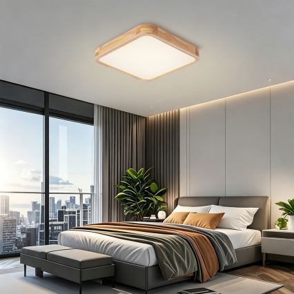 Brilagi - LED Stmívatelné stropní svítidlo WOODLINE SQUARE LED/48W/230V 3000-6000K dub 40x40 cm + dálkové ovládání