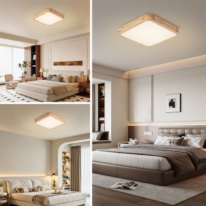 Brilagi - LED Stmívatelné stropní svítidlo WOODLINE SQUARE LED/48W/230V 3000-6000K dub 40x40 cm + dálkové ovládání