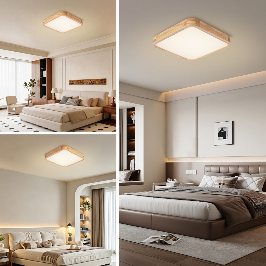 Brilagi - LED Stmívatelné stropní svítidlo WOODLINE SQUARE LED/48W/230V 3000-6000K dub 40x40 cm + dálkové ovládání