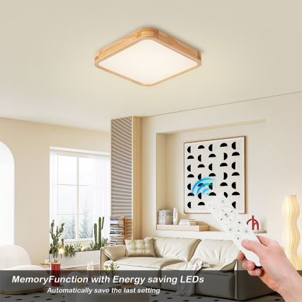 Brilagi - LED Stmívatelné stropní svítidlo WOODLINE SQUARE LED/48W/230V 3000-6000K dub 40x40 cm + dálkové ovládání
