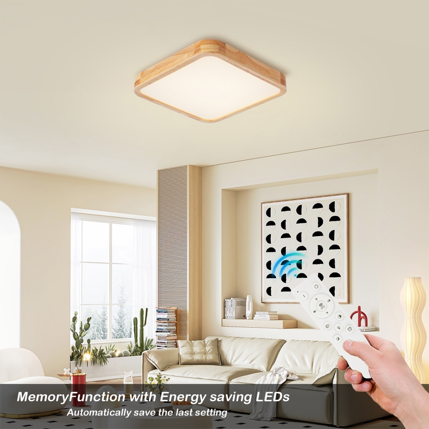 Brilagi - LED Stmívatelné stropní svítidlo WOODLINE SQUARE LED/48W/230V 3000-6000K dub 40x40 cm + dálkové ovládání