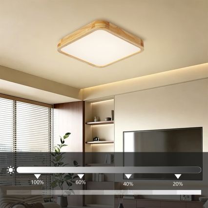 Brilagi - LED Stmívatelné stropní svítidlo WOODLINE SQUARE LED/48W/230V 3000-6000K dub 40x40 cm + dálkové ovládání