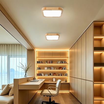 Brilagi - LED Stmívatelné stropní svítidlo WOODLINE SQUARE LED/48W/230V 3000-6000K dub 40x40 cm + dálkové ovládání