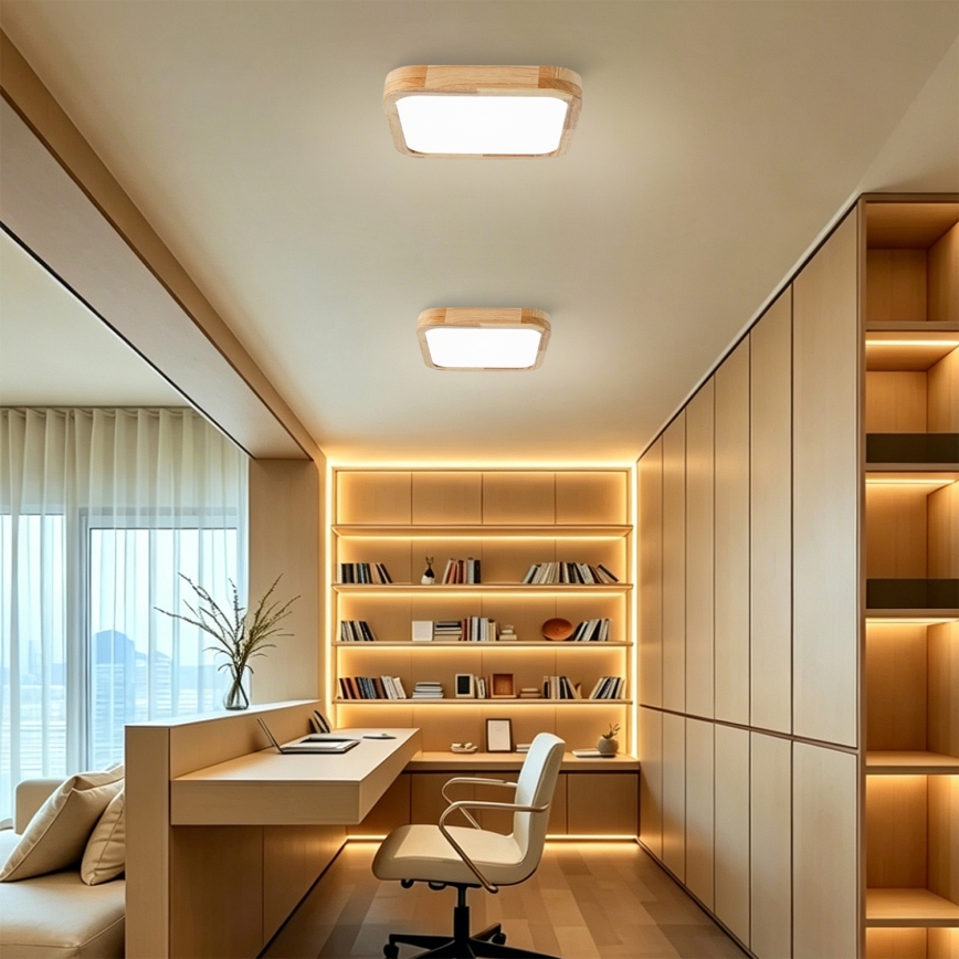 Brilagi - LED Stmívatelné stropní svítidlo WOODLINE SQUARE LED/48W/230V 3000-6000K dub 40x40 cm + dálkové ovládání
