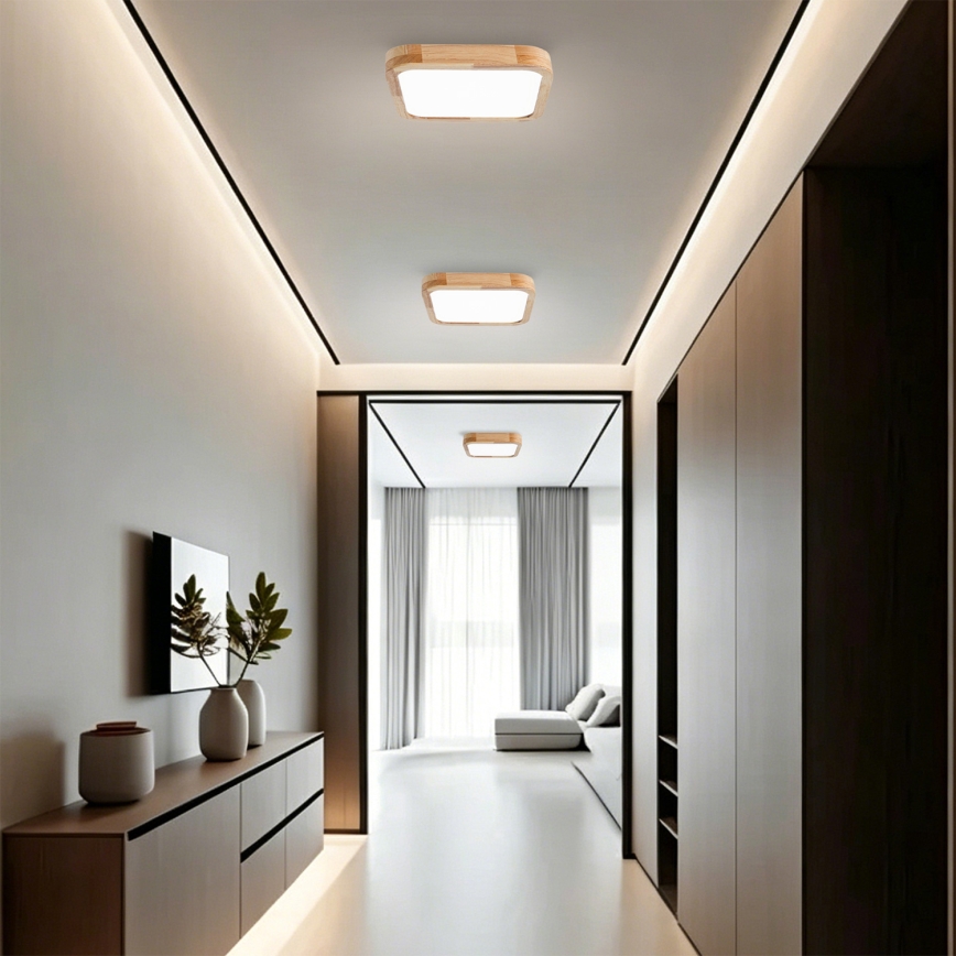 Brilagi - LED Stmívatelné stropní svítidlo WOODLINE SQUARE LED/48W/230V 3000-6000K dub 40x40 cm + dálkové ovládání