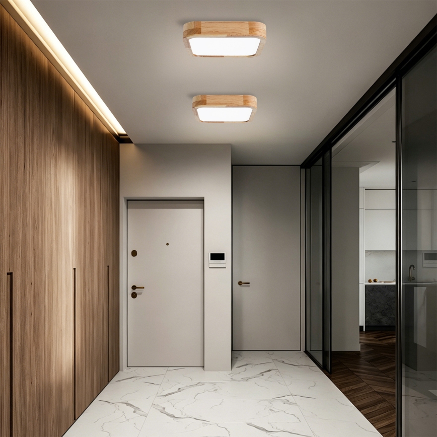 Brilagi - LED Stmívatelné stropní svítidlo WOODLINE SQUARE LED/48W/230V 3000-6000K dub 40x40 cm + dálkové ovládání