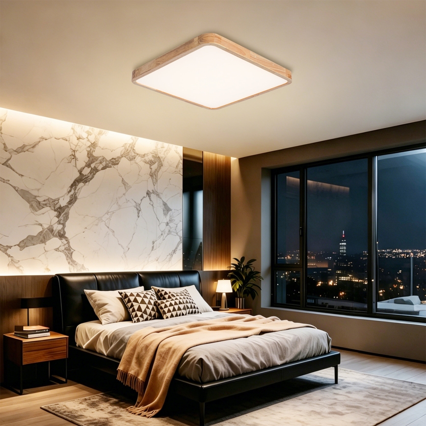 BRILAGI - LED Stmívatelné stropní svítidlo WOODLINE SQUARE LED/80W/230V 3000-6000K dub 60x60 cm + dálkové ovládání