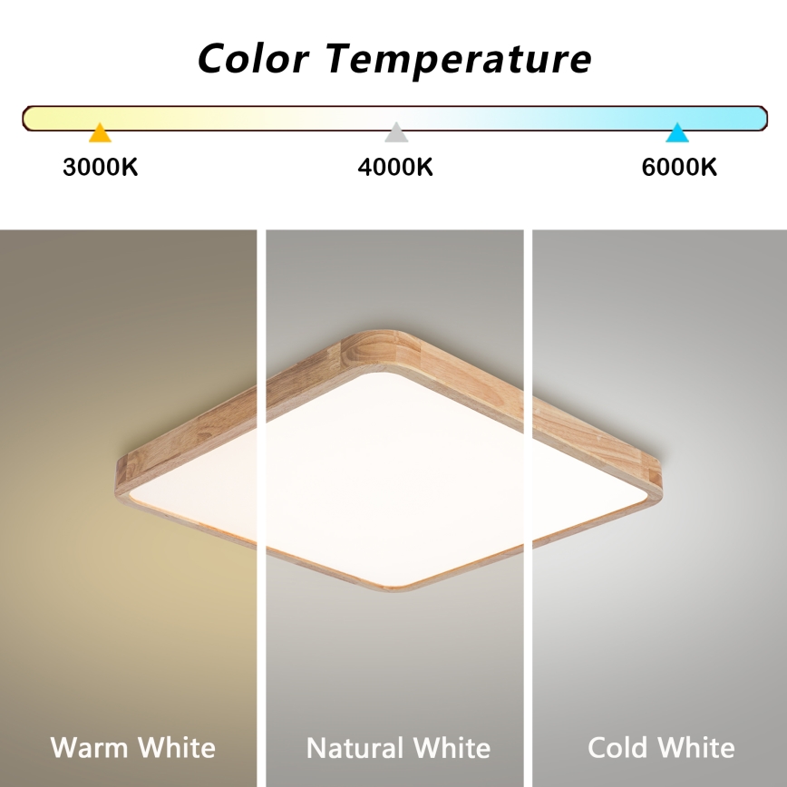 Brilagi - LED Stmívatelné stropní svítidlo WOODLINE SQUARE LED/80W/230V 3000-6000K dub 60x60 cm + dálkové ovládání