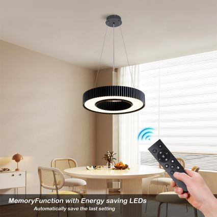 Brilagi - LED Stmívatelný lustr na lanku LUMIX LED/48W/230V 3000-6000K černá pr. 50 cm + dálkové ovládání