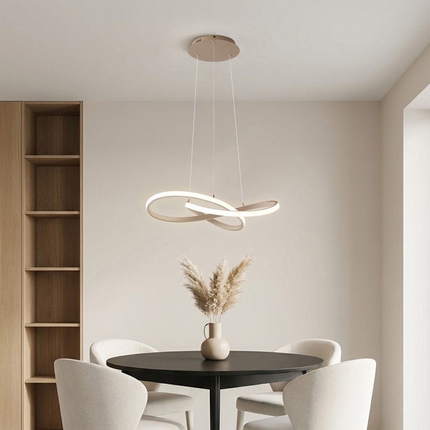 Brilagi - LED Stmívatelný lustr na lanku INFINITY LED/55W/230V 3000-6000K 50x50 cm béžová + dálkové ovládání