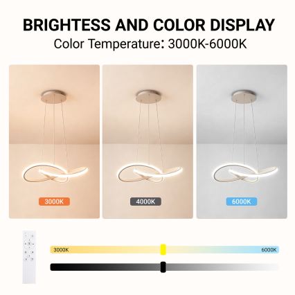 Brilagi - LED Stmívatelný lustr na lanku INFINITY LED/55W/230V 3000-6000K 50x50 cm béžová + dálkové ovládání