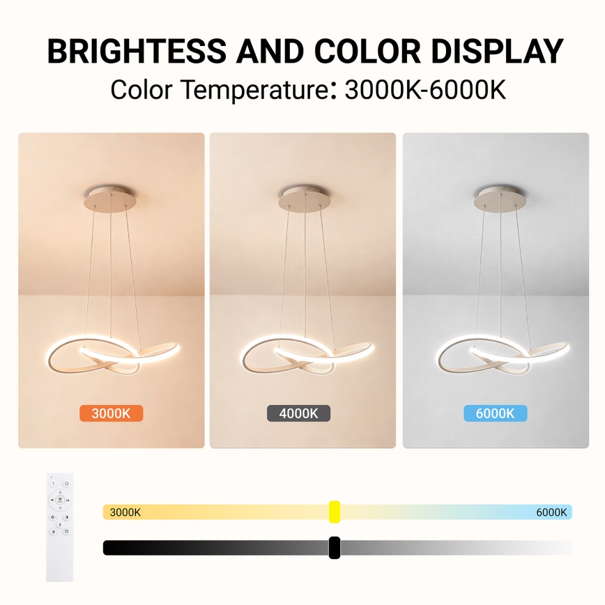 Brilagi - LED Stmívatelný lustr na lanku INFINITY LED/55W/230V 3000-6000K 50x50 cm béžová + dálkové ovládání