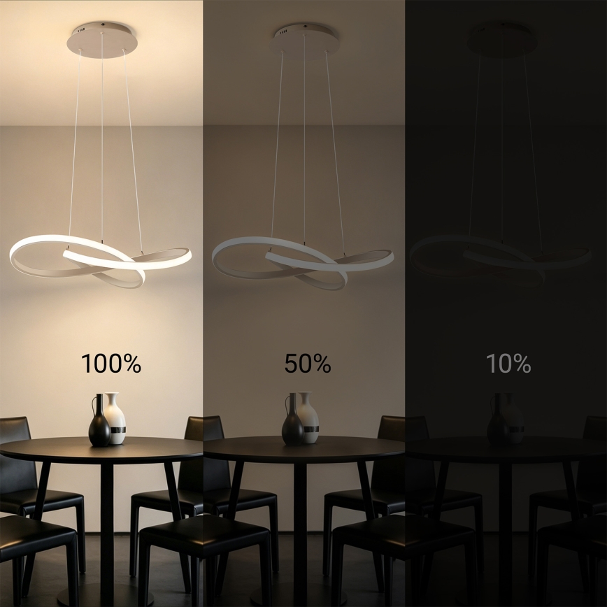 Brilagi - LED Stmívatelný lustr na lanku INFINITY LED/55W/230V 3000-6000K 50x50 cm béžová + dálkové ovládání
