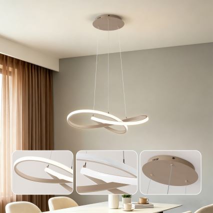 Brilagi - LED Stmívatelný lustr na lanku INFINITY LED/55W/230V 3000-6000K 50x50 cm béžová + dálkové ovládání