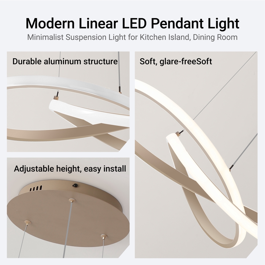 Brilagi - LED Stmívatelný lustr na lanku INFINITY LED/55W/230V 3000-6000K 50x50 cm béžová + dálkové ovládání