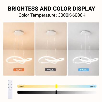 Brilagi - LED Stmívatelný lustr na lanku INFINITY LED/55W/230V 3000-6000K 50x50 cm bílá + dálkové ovládání