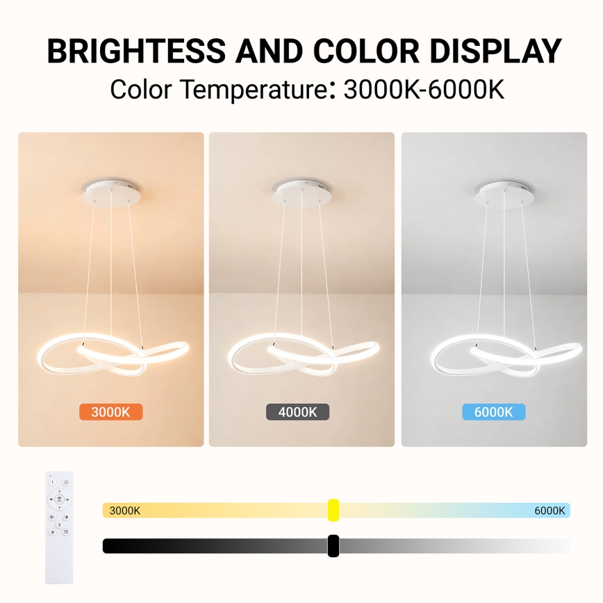 Brilagi - LED Stmívatelný lustr na lanku INFINITY LED/55W/230V 3000-6000K 50x50 cm bílá + dálkové ovládání