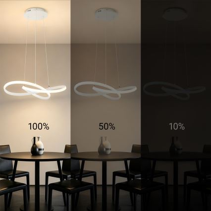 Brilagi - LED Stmívatelný lustr na lanku INFINITY LED/55W/230V 3000-6000K 50x50 cm bílá + dálkové ovládání