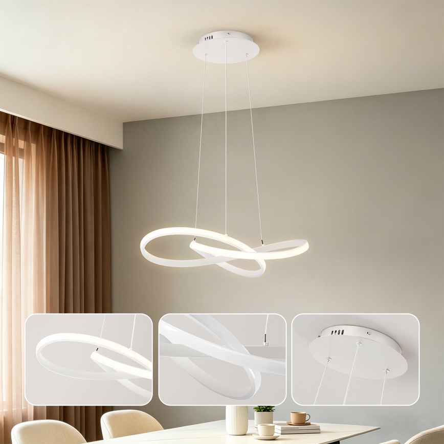 Brilagi - LED Stmívatelný lustr na lanku INFINITY LED/55W/230V 3000-6000K 50x50 cm bílá + dálkové ovládání
