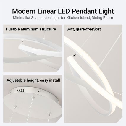 Brilagi - LED Stmívatelný lustr na lanku INFINITY LED/55W/230V 3000-6000K 50x50 cm bílá + dálkové ovládání