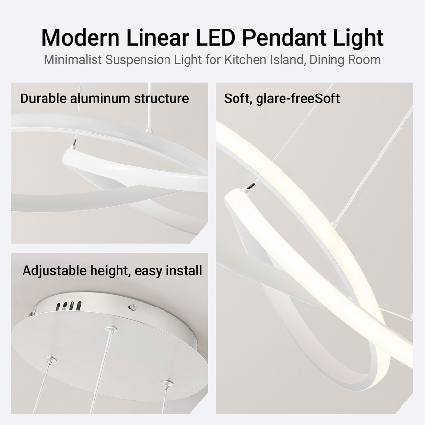 Brilagi - LED Stmívatelný lustr na lanku INFINITY LED/55W/230V 3000-6000K 50x50 cm bílá + dálkové ovládání
