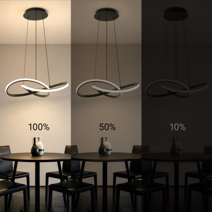 Brilagi - LED Stmívatelný lustr na lanku INFINITY LED/55W/230V 3000-6000K 50x50 cm černá + dálkové ovládání
