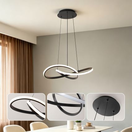 Brilagi - LED Stmívatelný lustr na lanku INFINITY LED/55W/230V 3000-6000K 50x50 cm černá + dálkové ovládání